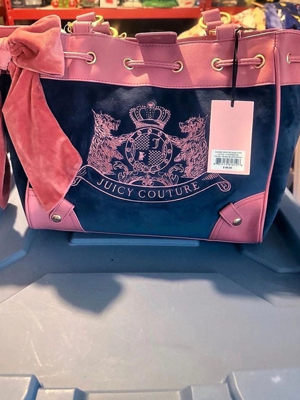 Juicy Couture Classic Scottie Dogs Tote Pink & Blue daydreamer tote
